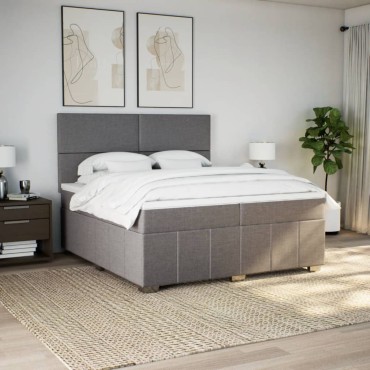 vidaXL Κρεβάτι Boxspring με Στρώμα Taupe 200x200cm Υφασμάτινο 1 τεμ. - Διπλό