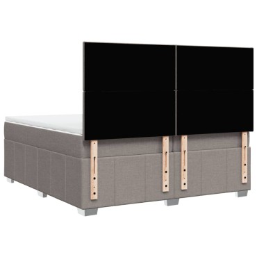 vidaXL Κρεβάτι Boxspring με Στρώμα Taupe 200x200cm Υφασμάτινο 1 τεμ. - Διπλό