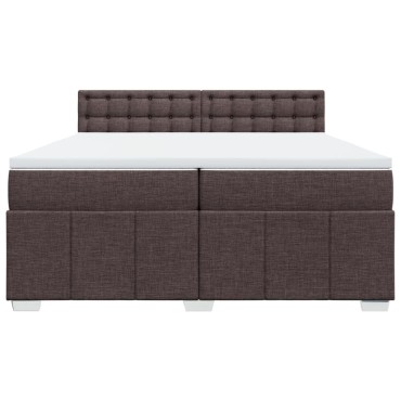 vidaXL Κρεβάτι Boxspring με Στρώμα Σκούρο Καφέ 200x200 εκ. Υφασμάτινο