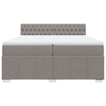 vidaXL Κρεβάτι Boxspring με Στρώμα Taupe 200x200cm Υφασμάτινο 1 τεμ. - Διπλό