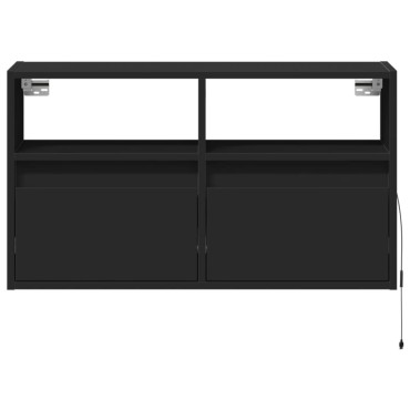 vidaXL Έπιπλο Τοίχου Τηλεόρασης με LED Μαύρο 80x31x45cm