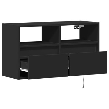 vidaXL Έπιπλο Τοίχου Τηλεόρασης με LED Μαύρο 80x31x45cm