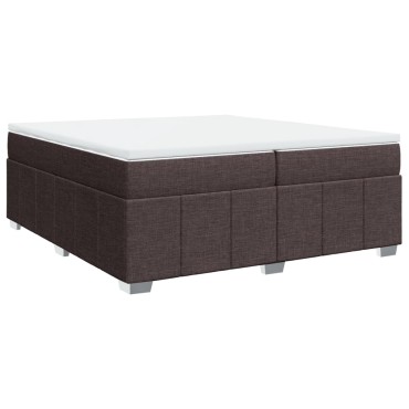 vidaXL Κρεβάτι Boxspring με Στρώμα Σκούρο Καφέ 200x200 εκ. Υφασμάτινο