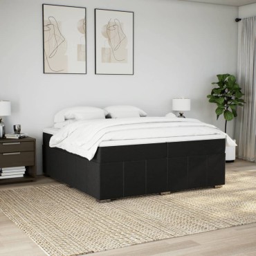 vidaXL Κρεβάτι Boxspring με Στρώμα Σκούρο Καφέ 200x200 εκ. Υφασμάτινο