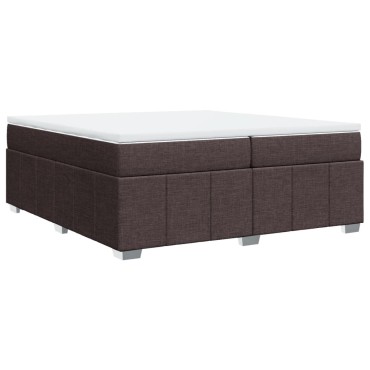 vidaXL Κρεβάτι Boxspring με Στρώμα Σκούρο Καφέ 200x200 εκ. Υφασμάτινο
