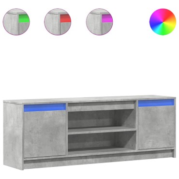 vidaXL Έπιπλο Τηλεόρασης με LED Γκρι Σκυρ. 139,5x34x50cm Επεξ. Ξύλο