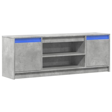 vidaXL Έπιπλο Τηλεόρασης με LED Γκρι Σκυρ. 139,5x34x50cm Επεξ. Ξύλο