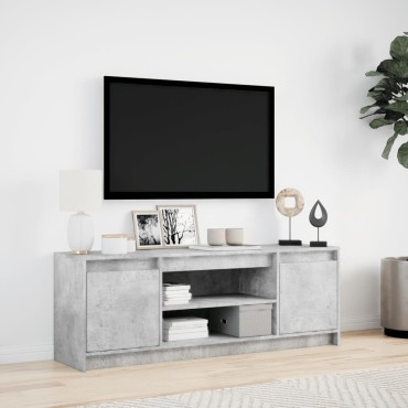 vidaXL Έπιπλο Τηλεόρασης με LED Γκρι Σκυρ. 139,5x34x50cm Επεξ. Ξύλο