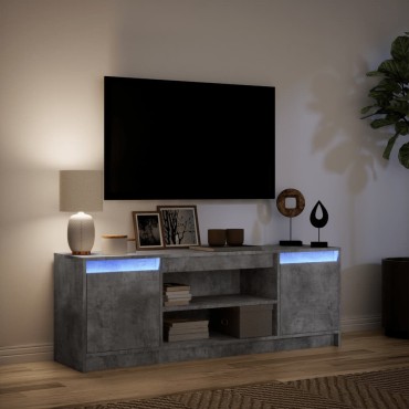 vidaXL Έπιπλο Τηλεόρασης με LED Γκρι Σκυρ. 139,5x34x50cm Επεξ. Ξύλο