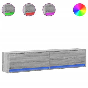 vidaXL Έπιπλο Τοίχου Τηλεόρασης με LED Γκρι Sonoma 180x31x38cm