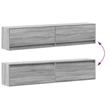 vidaXL Έπιπλο Τοίχου Τηλεόρασης με LED Γκρι Sonoma 180x31x38cm