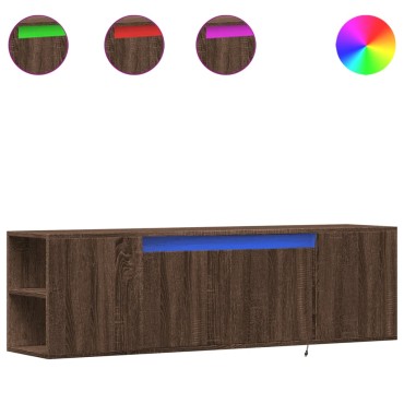 vidaXL Έπιπλο Τοίχου Τηλεόρασης με LED Καφέ Δρυς 135x31x39,5cm