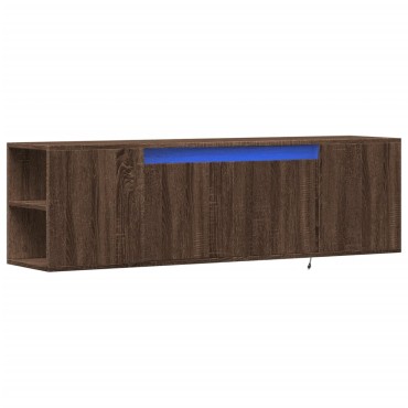 vidaXL Έπιπλο Τοίχου Τηλεόρασης με LED Καφέ Δρυς 135x31x39,5cm