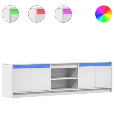 vidaXL Έπιπλο Τηλεόρασης με LED Λευκό 180x34x50cm από Επεξ. Ξύλο