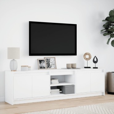 vidaXL Έπιπλο Τηλεόρασης με LED Λευκό 180x34x50cm από Επεξ. Ξύλο