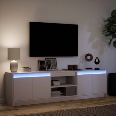 vidaXL Έπιπλο Τηλεόρασης με LED Λευκό 180x34x50cm από Επεξ. Ξύλο