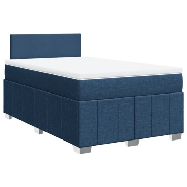 vidaXL Κρεβάτι Boxspring με Στρώμα Μπλε 120x200cm Υφασμάτινο 1 τεμ. - Μονό