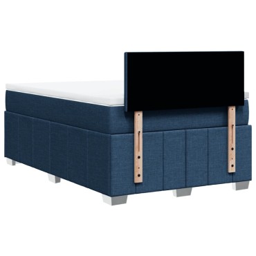 vidaXL Κρεβάτι Boxspring με Στρώμα Μπλε 120x200cm Υφασμάτινο 1 τεμ. - Μονό