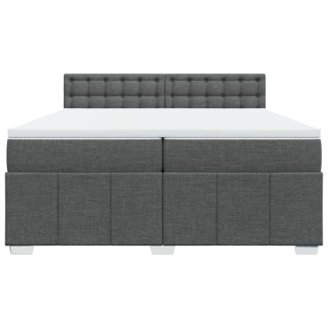 vidaXL Κρεβάτι Boxspring με Στρώμα Σκούρο Γκρι 200x200 εκ. Υφασμάτινο