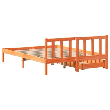 vidaXL Σκελετός Κρεβ. Χωρίς Στρώμα Καφέ Κεριού 135x190 εκ Μασίφ Πεύκο