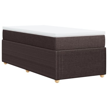 vidaXL Κρεβάτι Boxspring με Στρώμα Σκούρο Καφέ 90x190 εκ. Υφασμάτινο