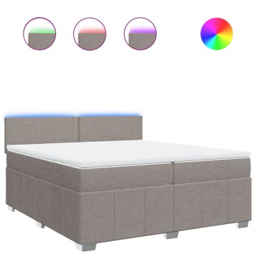 vidaXL Κρεβάτι Boxspring με Στρώμα Taupe 200x200cm Υφασμάτινο 1 τεμ. - Διπλό