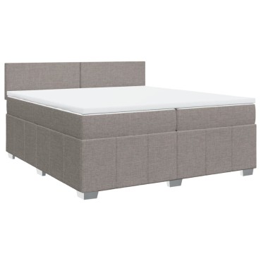 vidaXL Κρεβάτι Boxspring με Στρώμα Taupe 200x200cm Υφασμάτινο 1 τεμ. - Διπλό