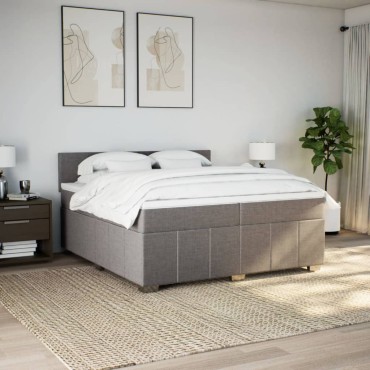 vidaXL Κρεβάτι Boxspring με Στρώμα Taupe 200x200cm Υφασμάτινο 1 τεμ. - Διπλό