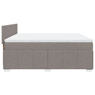 vidaXL Κρεβάτι Boxspring με Στρώμα Taupe 200x200cm Υφασμάτινο 1 τεμ. - Διπλό