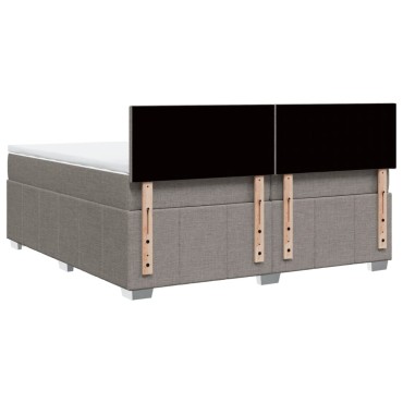 vidaXL Κρεβάτι Boxspring με Στρώμα Taupe 200x200cm Υφασμάτινο 1 τεμ. - Διπλό