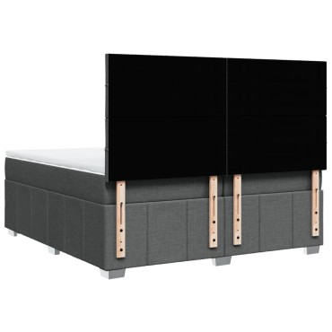 vidaXL Κρεβάτι Boxspring με Στρώμα Σκούρο Γκρι 200x200 εκ. Υφασμάτινο