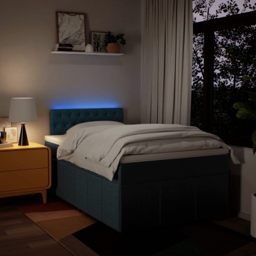 vidaXL Κρεβάτι Boxspring με Στρώμα Μπλε 120x200cm Υφασμάτινο 1 τεμ. - Μονό