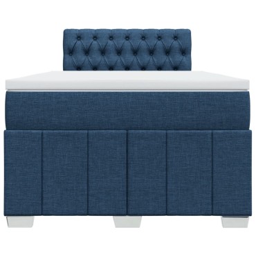 vidaXL Κρεβάτι Boxspring με Στρώμα Μπλε 120x200cm Υφασμάτινο 1 τεμ. - Μονό
