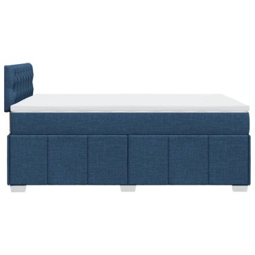 vidaXL Κρεβάτι Boxspring με Στρώμα Μπλε 120x200cm Υφασμάτινο 1 τεμ. - Μονό