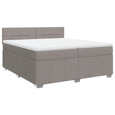 vidaXL Κρεβάτι Boxspring με Στρώμα Taupe 200x200cm Υφασμάτινο 1 τεμ. - Διπλό
