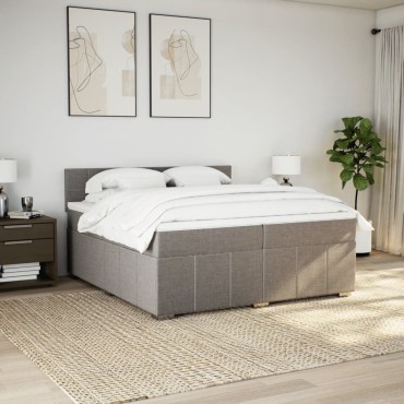 vidaXL Κρεβάτι Boxspring με Στρώμα Taupe 200x200cm Υφασμάτινο 1 τεμ. - Διπλό
