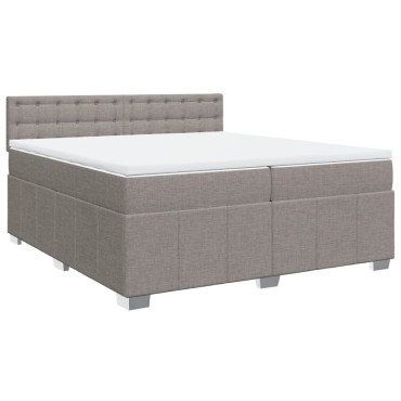 vidaXL Κρεβάτι Boxspring με Στρώμα Taupe 200x200cm Υφασμάτινο 1 τεμ. - Διπλό