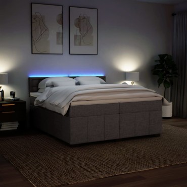vidaXL Κρεβάτι Boxspring με Στρώμα Taupe 200x200cm Υφασμάτινο 1 τεμ. - Διπλό