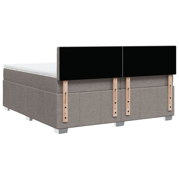 vidaXL Κρεβάτι Boxspring με Στρώμα Taupe 200x200cm Υφασμάτινο 1 τεμ. - Διπλό