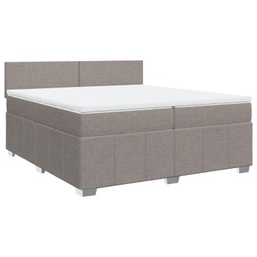 vidaXL Κρεβάτι Boxspring με Στρώμα Taupe 200x200cm Υφασμάτινο 1 τεμ. - Διπλό