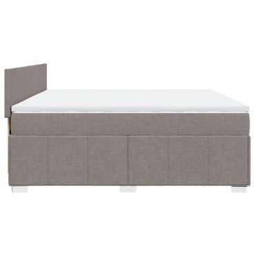 vidaXL Κρεβάτι Boxspring με Στρώμα Taupe 200x200cm Υφασμάτινο 1 τεμ. - Διπλό