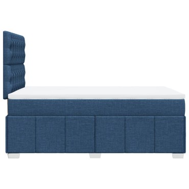 vidaXL Κρεβάτι Boxspring με Στρώμα Μπλε 120x200cm Υφασμάτινο 1 τεμ. - Μονό