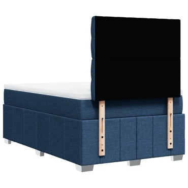vidaXL Κρεβάτι Boxspring με Στρώμα Μπλε 120x200cm Υφασμάτινο 1 τεμ. - Μονό