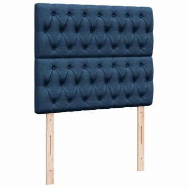vidaXL Κρεβάτι Boxspring με Στρώμα Μπλε 120x200cm Υφασμάτινο 1 τεμ. - Μονό