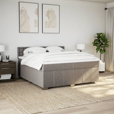 vidaXL Κρεβάτι Boxspring με Στρώμα Taupe 200x200cm Υφασμάτινο 1 τεμ. - Διπλό