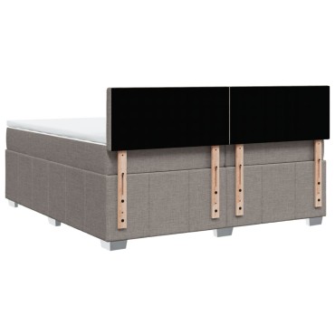 vidaXL Κρεβάτι Boxspring με Στρώμα Taupe 200x200cm Υφασμάτινο 1 τεμ. - Διπλό