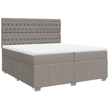 vidaXL Κρεβάτι Boxspring με Στρώμα Taupe 200x200cm Υφασμάτινο 1 τεμ. - Διπλό
