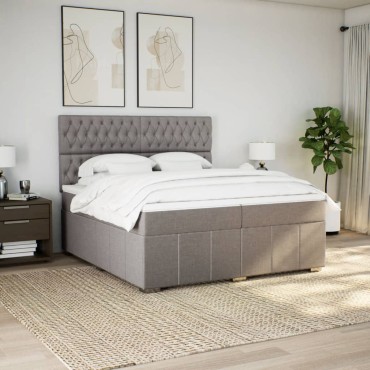 vidaXL Κρεβάτι Boxspring με Στρώμα Taupe 200x200cm Υφασμάτινο 1 τεμ. - Διπλό
