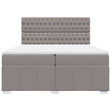 vidaXL Κρεβάτι Boxspring με Στρώμα Taupe 200x200cm Υφασμάτινο 1 τεμ. - Διπλό