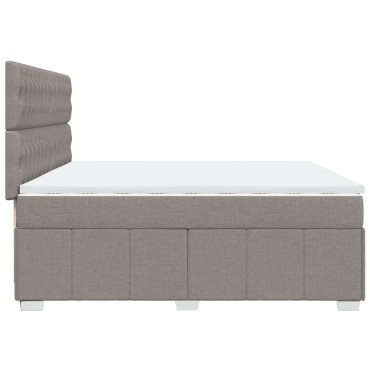 vidaXL Κρεβάτι Boxspring με Στρώμα Taupe 200x200cm Υφασμάτινο 1 τεμ. - Διπλό